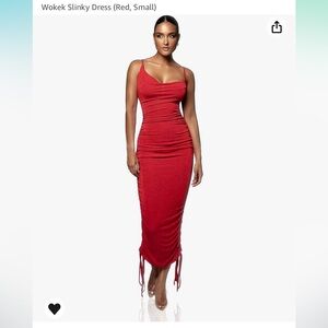 Red midi slinky dress - length adjustable maxi, midi or mini
